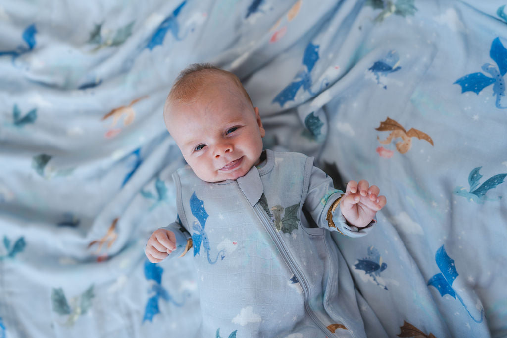 Baby Bamboo Muslin Sleep Sack 0.5 TOG - Magical Dragons