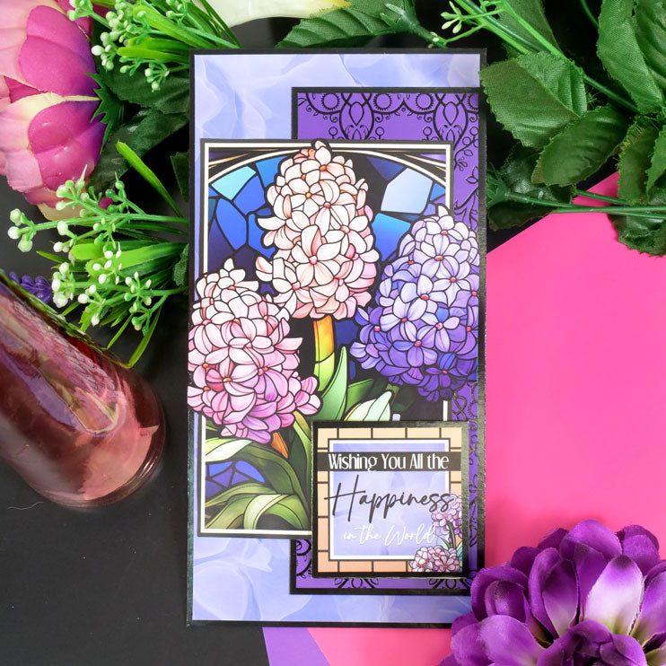 Stained Glass Florals Luxury Foiled Edge-to-Edge Cardstock