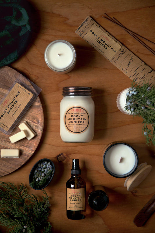 Rocky Mountain Juniper: wood wick soy candle 8oz