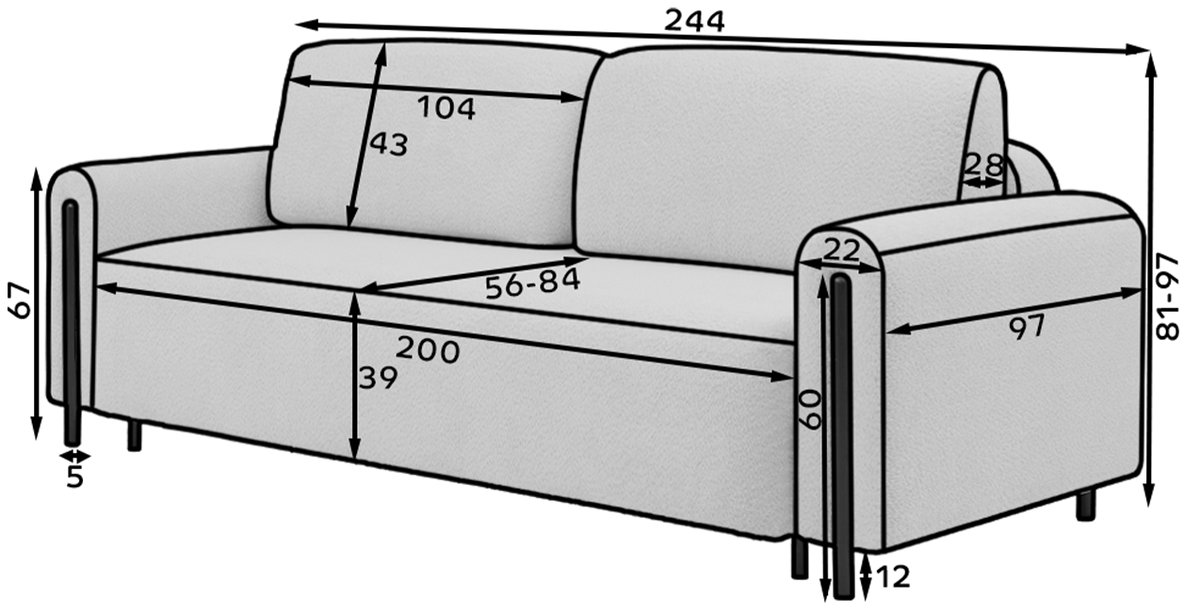 Arcadova 3 Seater Storage Sleeper Sofa - Beige