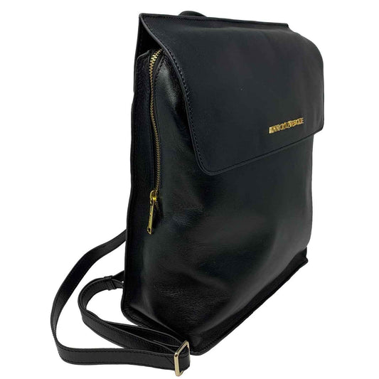Sac à dos en cuir véritable noir, Antoinette
