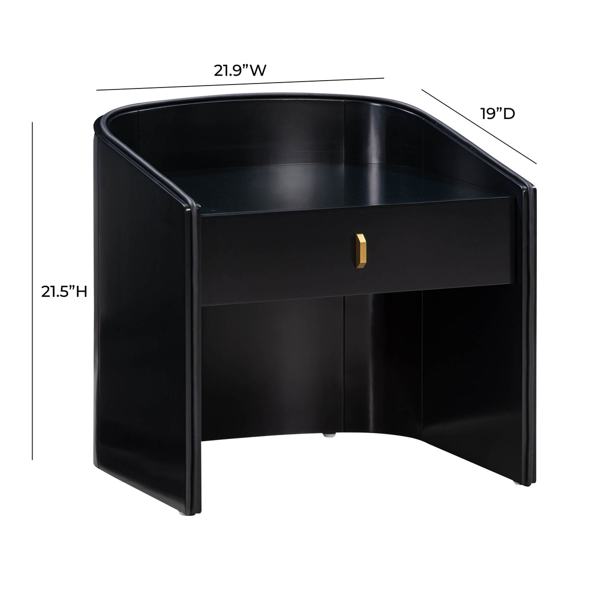 Cove 22" Lacquer Storage Drawer Nightstand - Multiple Colors Available