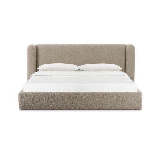 Duru Upholstered Performance Grade Platform Boucle Bed - Taupe