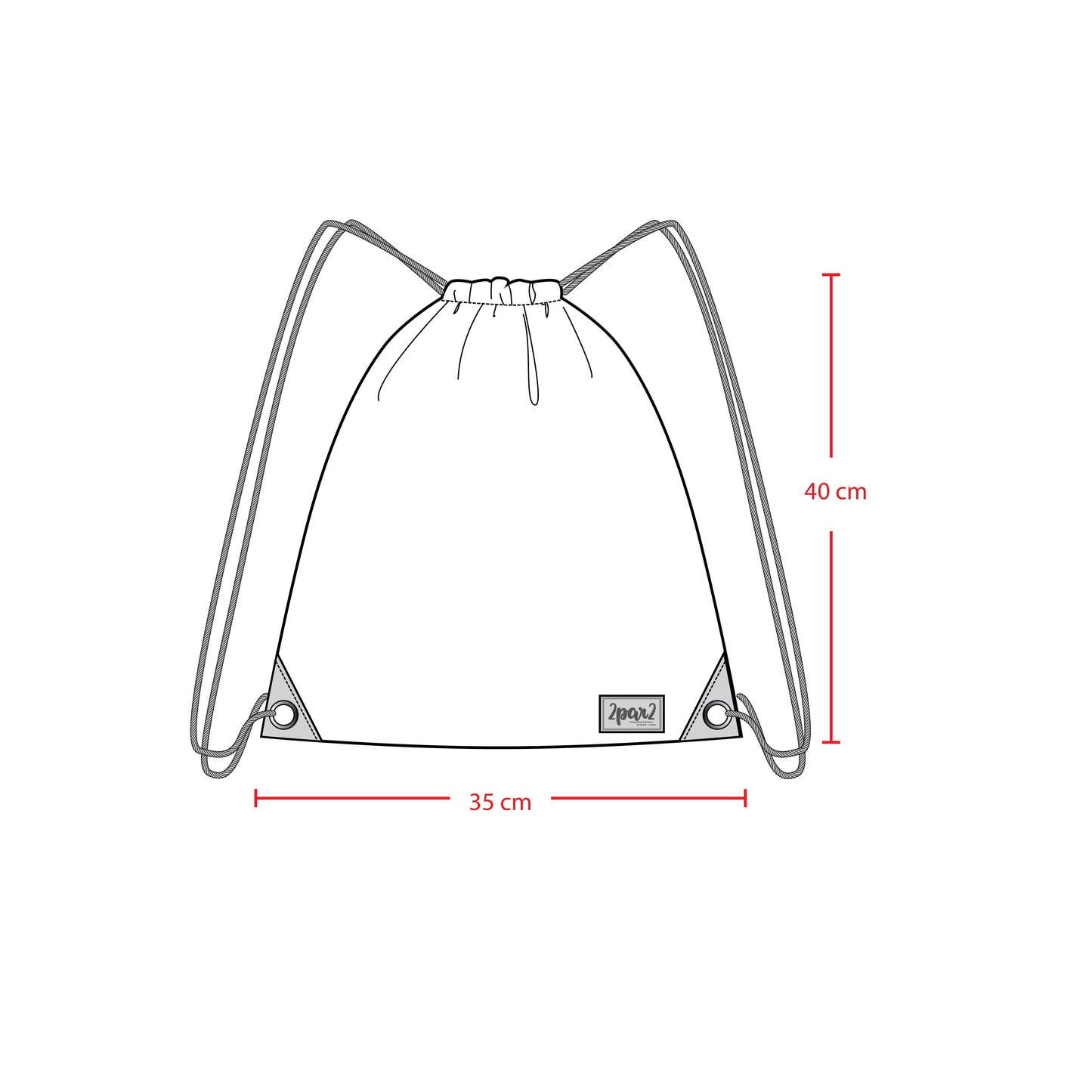 Drawstring Bag Black Printed With Hearts
