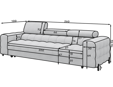 Festello 3 Seater Sleeper Sofa - Brown