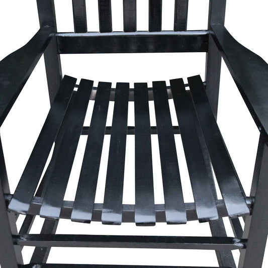 Black Wooden Porch Rocking Chair – Solid Wood Outdoor Rocker (US Delivery Only)