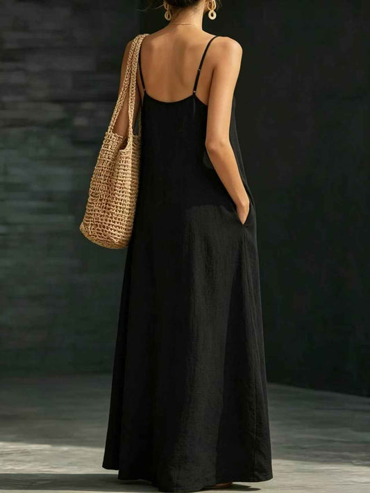 Summer Beach Spaghetti Strap Maxi Dress – Loose Flowy Casual Long Vacation Dress for Women