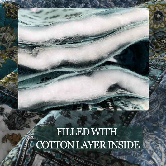 Reversible Cotton Quilt Bedspread Set – Vintage Floral Patchwork 3-Piece All-Season Bedding