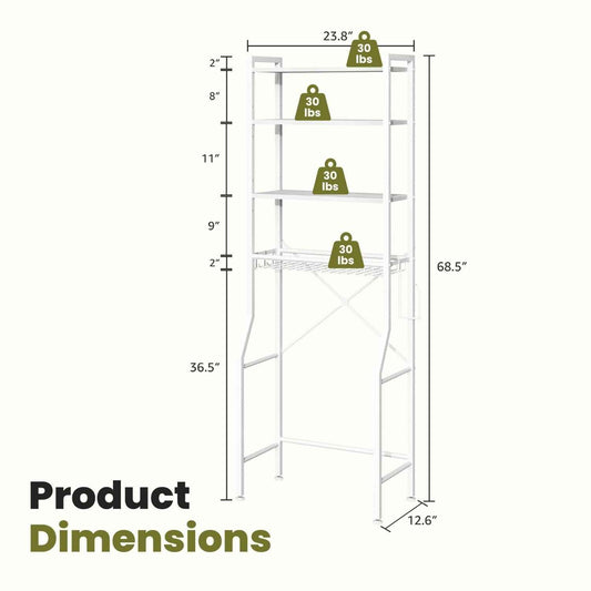 68-inch Independent Bathroom Storage Rack, Iron And Wood Material Toilet Above Storage Rack, Used For Placing Towels And Toiletries In The Bathroom