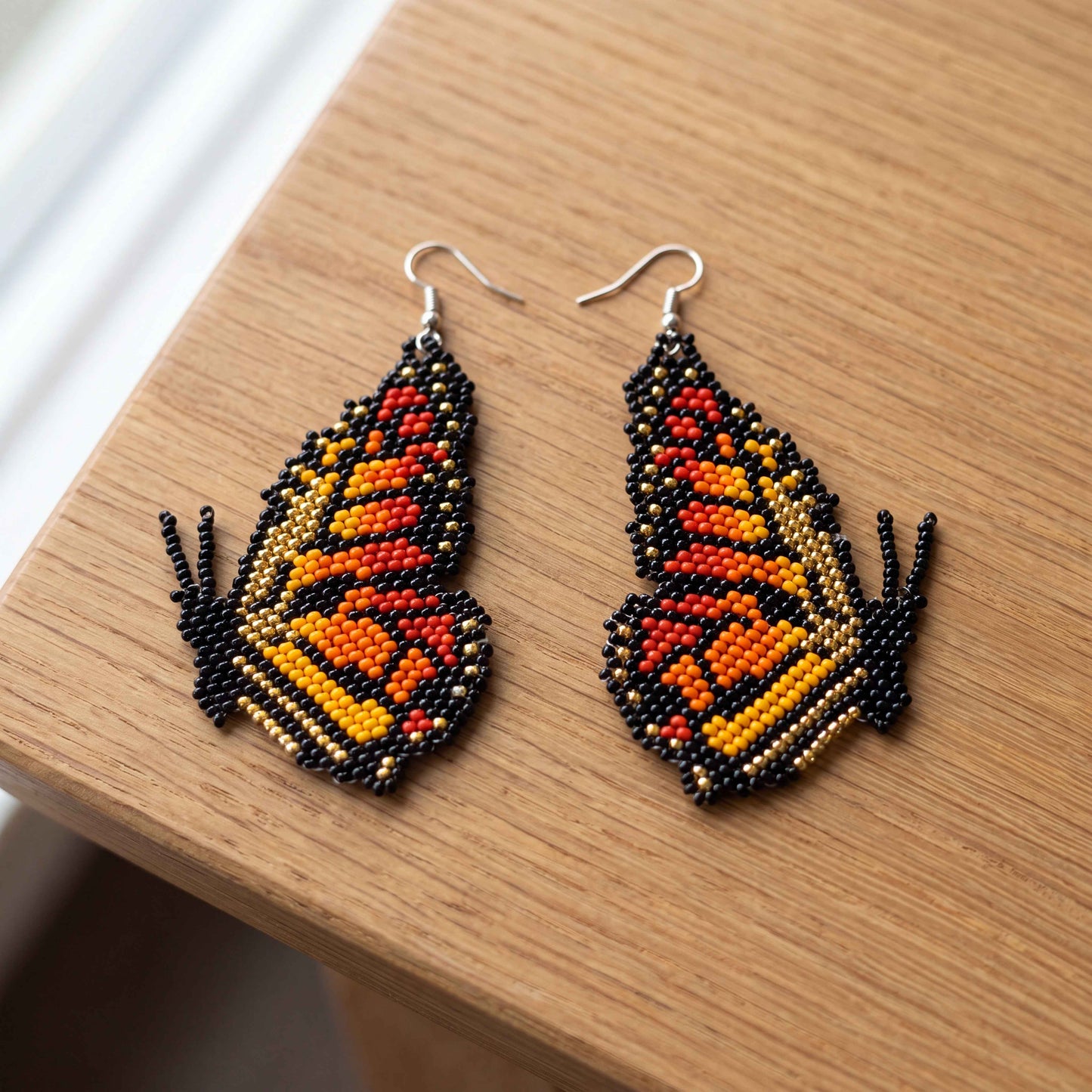 Golden Butterfly Beaded Earrings