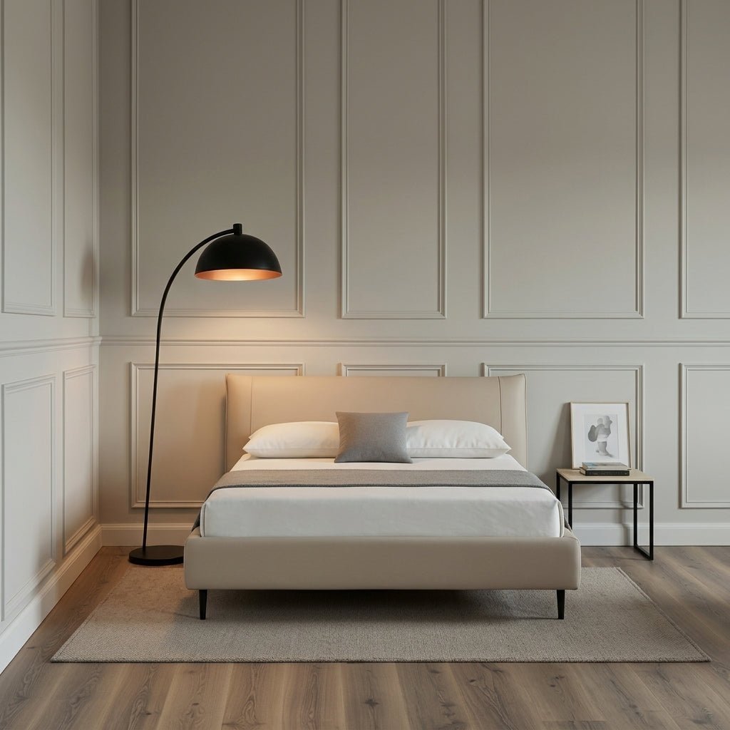 Ovalle Beige Leather Bed