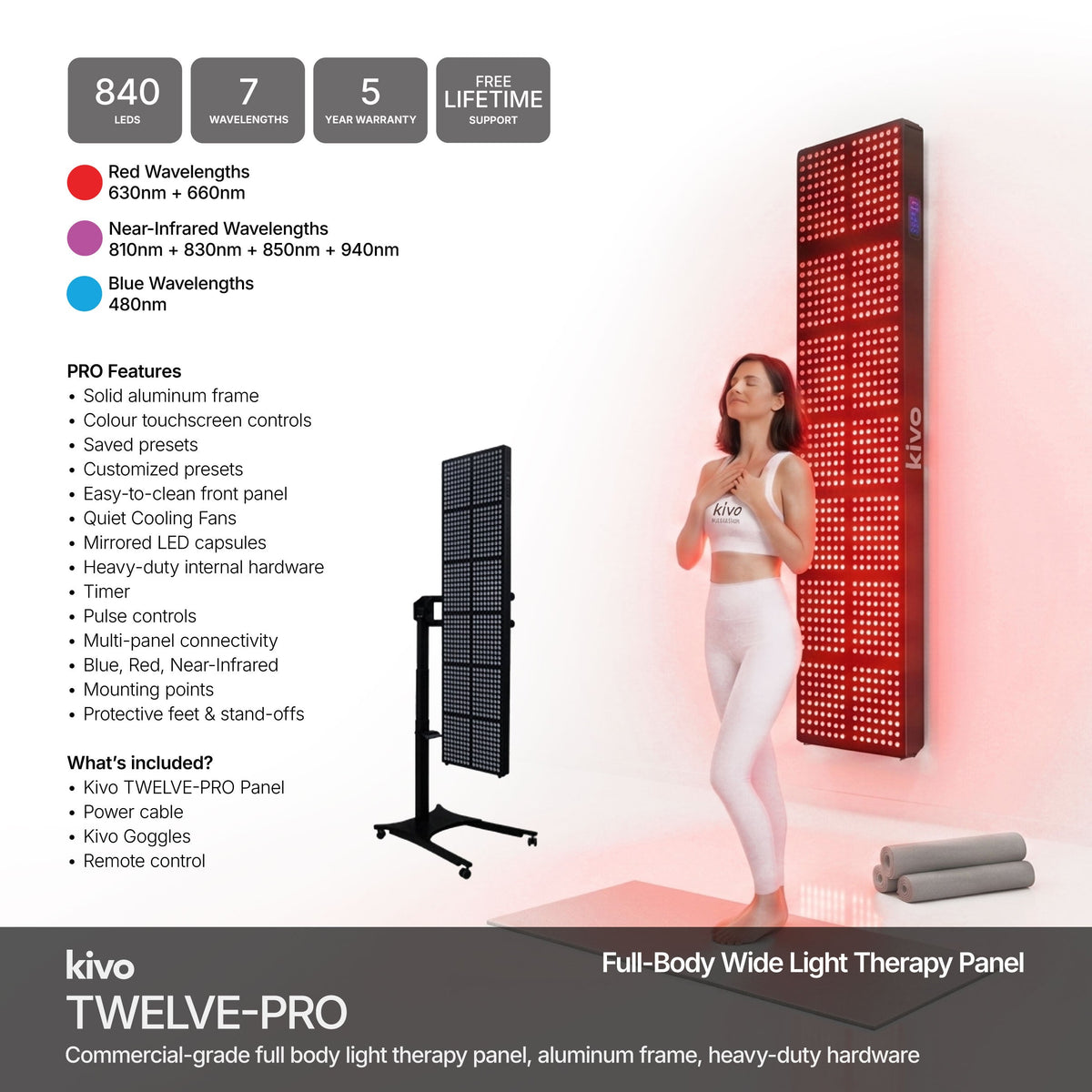 Kivo TWELVE Series - Extra Large Red Light Therapy Panel