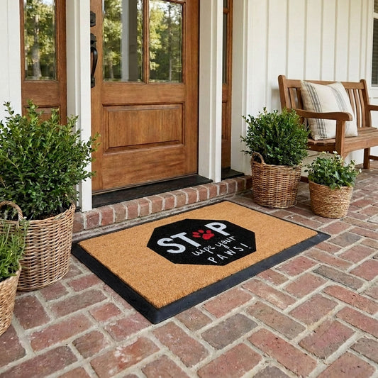 stop, wyps rectangular doormat set