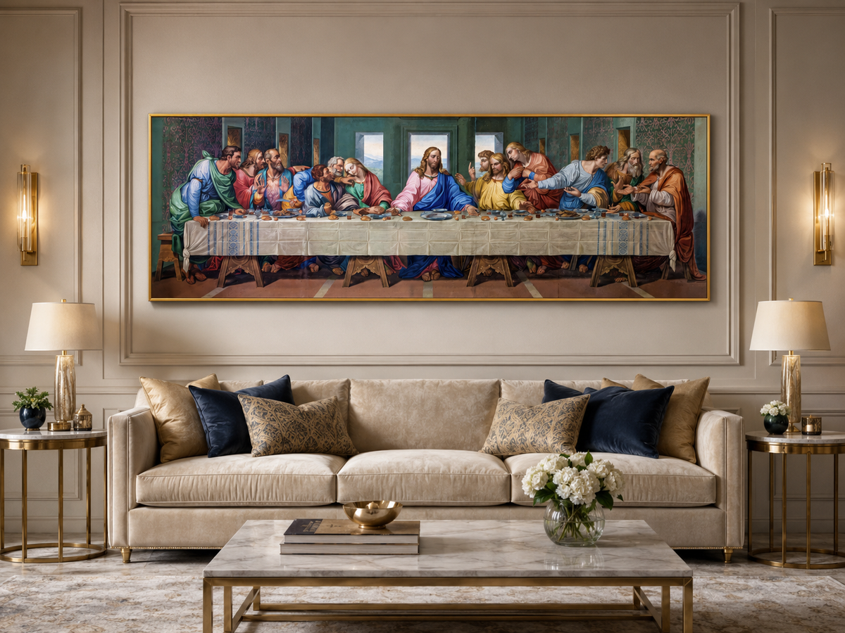 Last Supper Canvas Wall Art | Da Vinci Fine Art Print | RGB Varnish | Gallery Wrap & Gold Frame