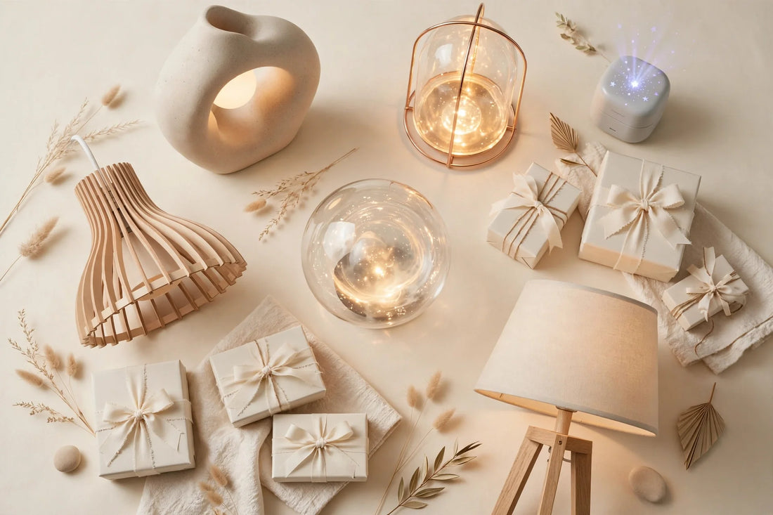 Brunch-Time Gift Picks: Gifts for Her elegant lighting flat-lay