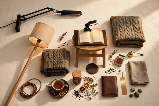 Tea-time lighting and furniture gift picks for him flat-lay