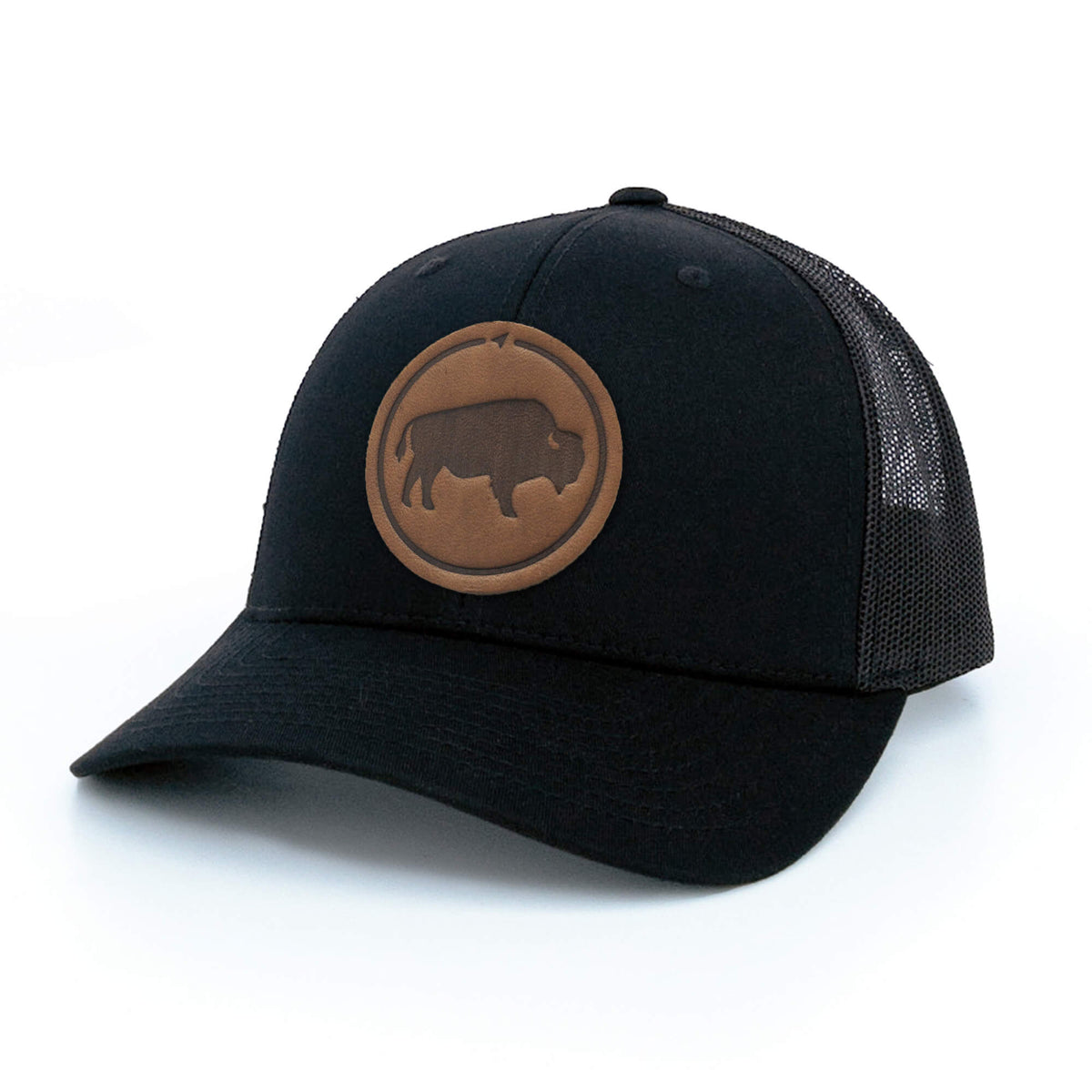 Bison Leather Patch Trucker Hat