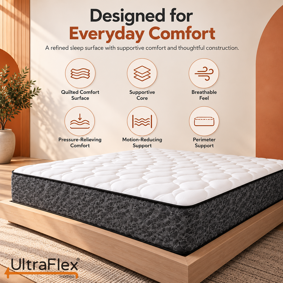 UltraFlex® DESIRE Medium Firm Pocket Coil Hybrid Mattress with Quilted Comfort — Made in Canada