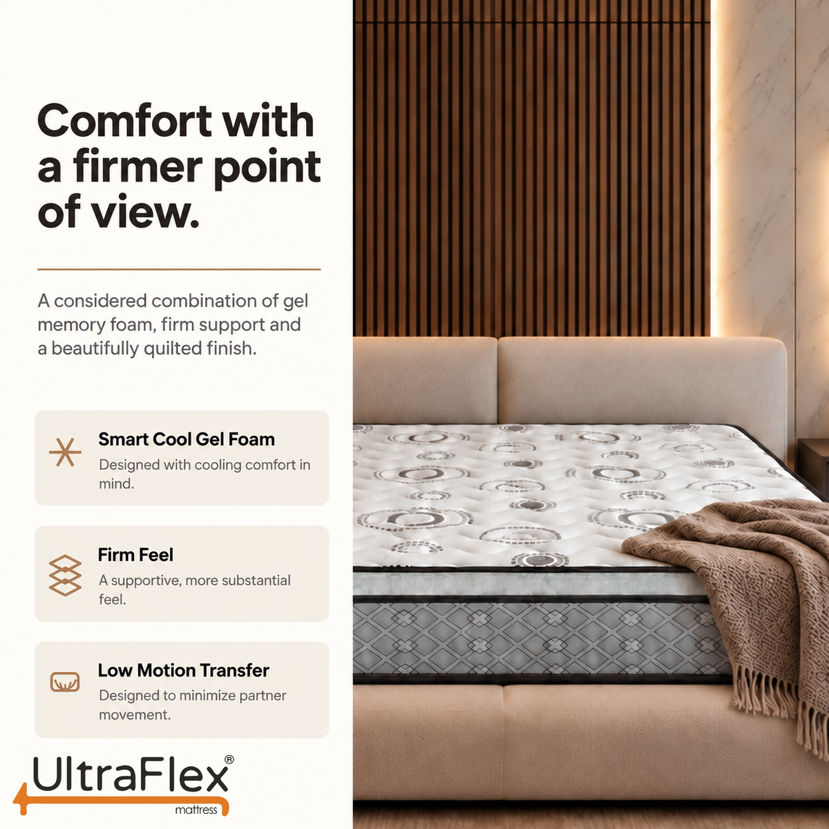 UltraFlex® EVOKE Orthopedic, Smart Cool Gel Memory Foam, Eco-friendly FIRM Mattress (Made in Canada)
