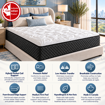 UltraFlex® IMPERIAL Orthopedic Pocket Coil Mattress with Multi-Posture Support and Quilted Foam Comfort — Made in Canada