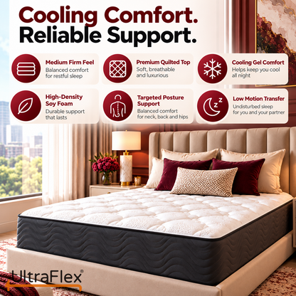 UltraFlex® INSPIRE PLUS Orthopedic Gel Memory Foam Mattress with Soy-Based Support and Quilted Comfort — Made in Canada