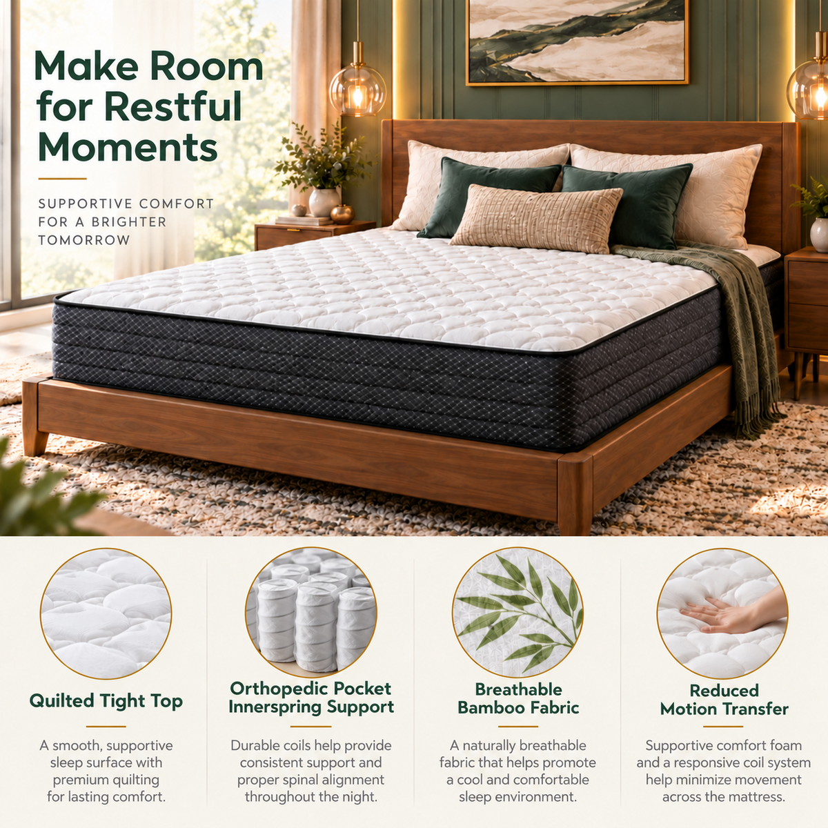 UltraFlex® PRESTIGE Medium Firm Pocket Coil Hybrid Mattress with Premium Foam Comfort — Made in Canada