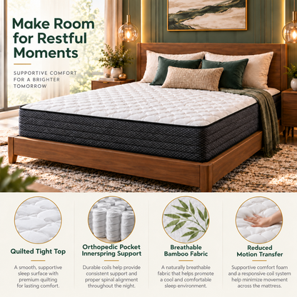 UltraFlex® PRESTIGE Medium Firm Pocket Coil Hybrid Mattress with Premium Foam Comfort — Made in Canada