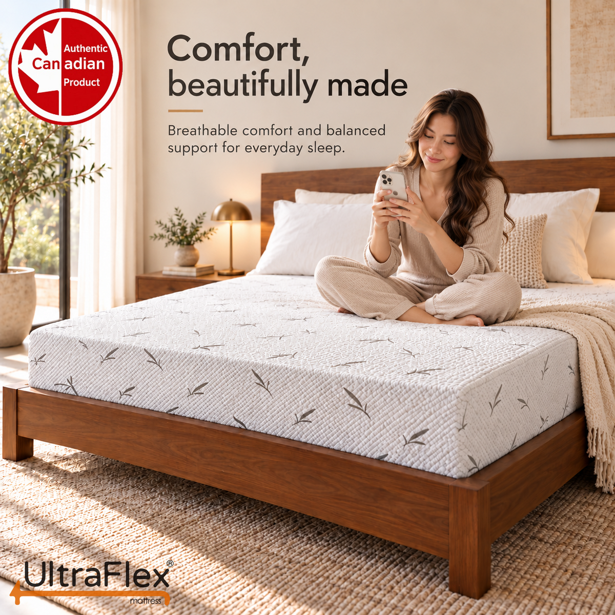 UltraFlex® SleepTight Gel Memory Foam Mattress with Bamboo Cover and Pressure Relief — Made in Canada