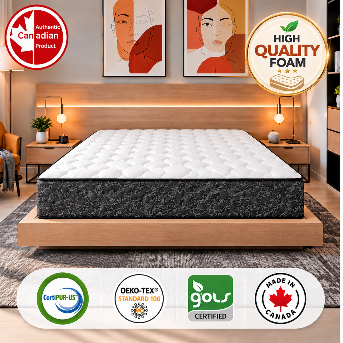 UltraFlex® DESIRE Medium Firm Pocket Coil Hybrid Mattress with Quilted Comfort — Made in Canada