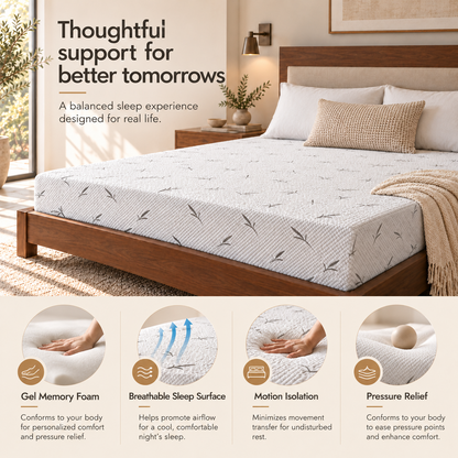 UltraFlex® SleepTight Gel Memory Foam Mattress with Bamboo Cover and Pressure Relief — Made in Canada