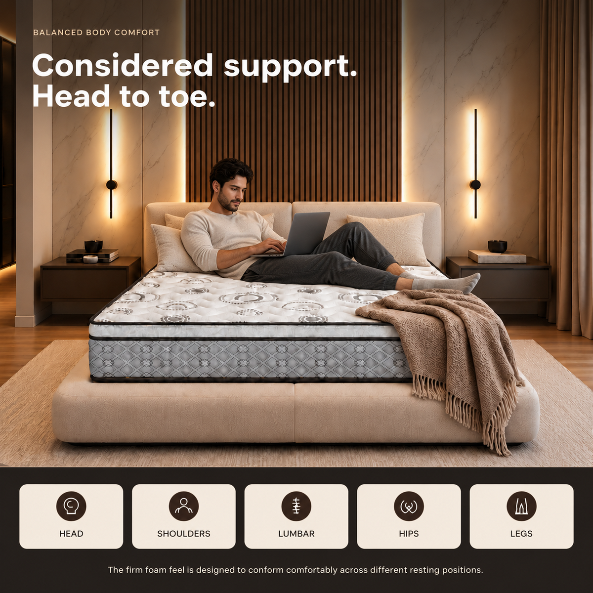 UltraFlex® EVOKE Orthopedic, Smart Cool Gel Memory Foam, Eco-friendly FIRM Mattress (Made in Canada)
