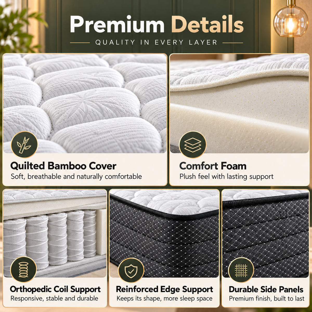 UltraFlex® PRESTIGE Medium Firm Pocket Coil Hybrid Mattress with Premium Foam Comfort — Made in Canada