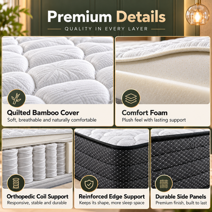 UltraFlex® PRESTIGE Medium Firm Pocket Coil Hybrid Mattress with Premium Foam Comfort — Made in Canada