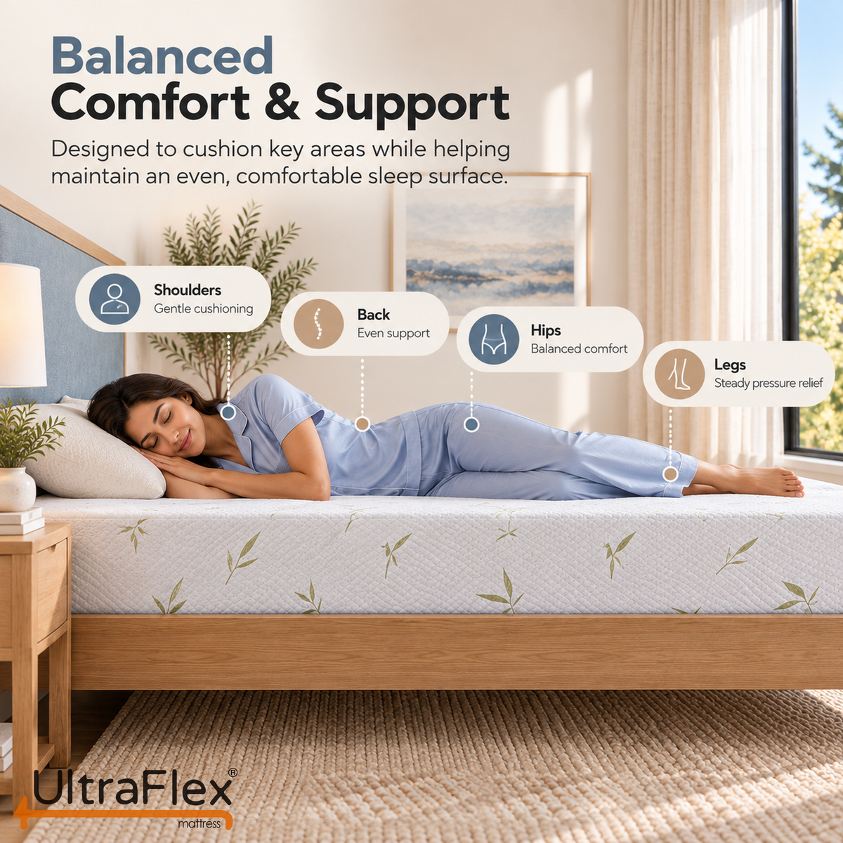 UltraFlex® EasySleep Reversible Gel-Infused Foam Mattress with Pressure Relief and Bamboo Cover — Made in Canada