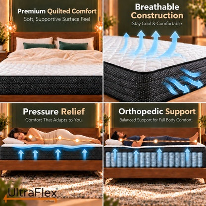 UltraFlex® PRESTIGE Medium Firm Pocket Coil Hybrid Mattress with Premium Foam Comfort — Made in Canada