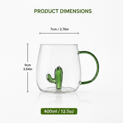 Cactus Borosilicate Glass Mug 13.5 oz - 1Piece