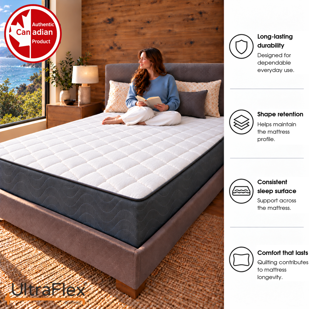 UltraFlex® INFINITY Orthopedic Soy Foam Mattress with High-Density Support, Luxury Quilting and Low Motion Transfer – Made in Canada