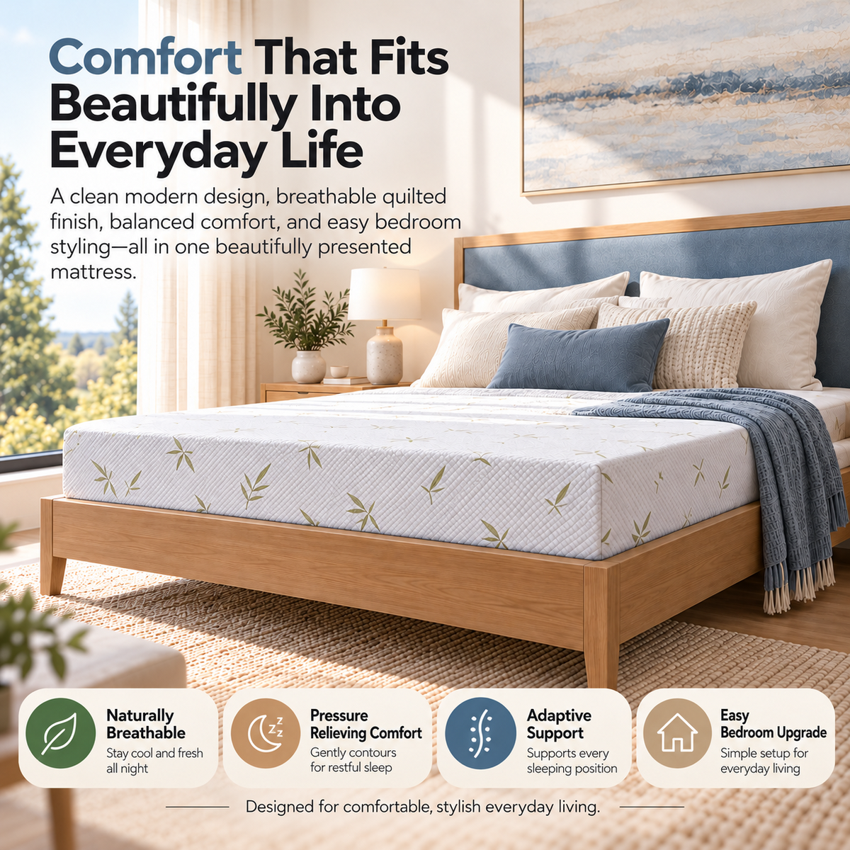 UltraFlex® EasySleep Reversible Gel-Infused Foam Mattress with Pressure Relief and Bamboo Cover — Made in Canada