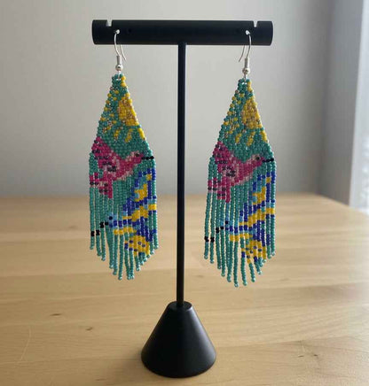 Turquoise Sky Dancer Beaded Earrings