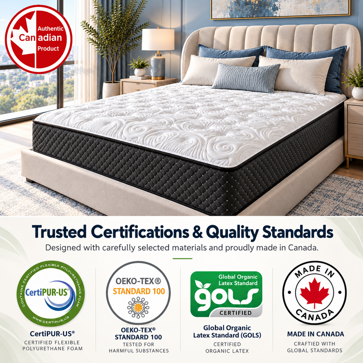 UltraFlex® IMPERIAL Orthopedic Pocket Coil Mattress with Multi-Posture Support and Quilted Foam Comfort — Made in Canada