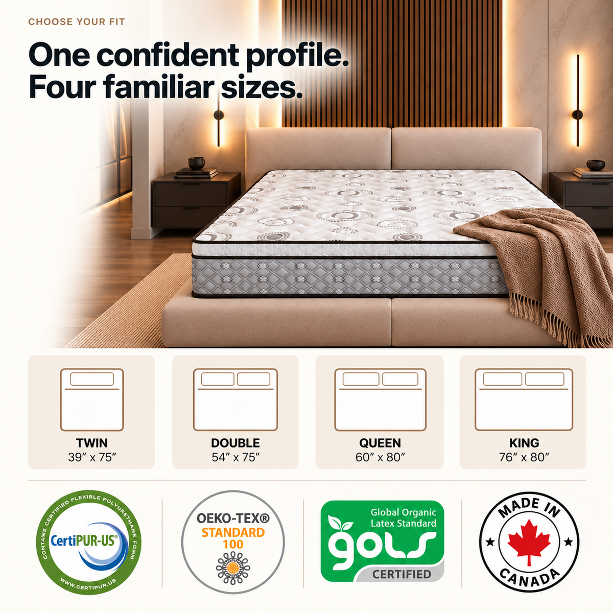 UltraFlex® EVOKE Orthopedic, Smart Cool Gel Memory Foam, Eco-friendly FIRM Mattress (Made in Canada)