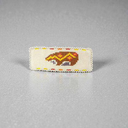 Rectangular Beaded Barrette - Bear