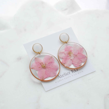 Boucles d'oreilles duo Delphine - 40mm et rond blanc