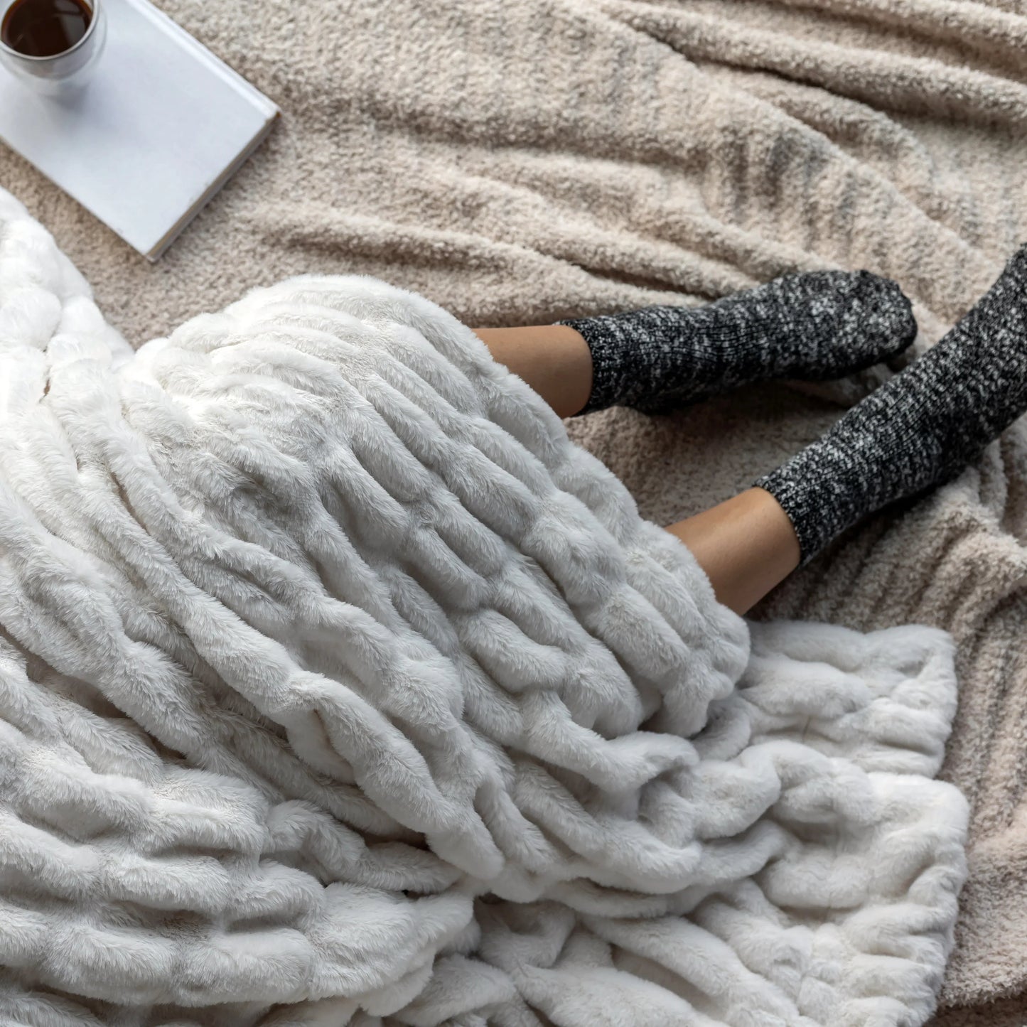 Cream Clouds Double-sided Minky Blanket