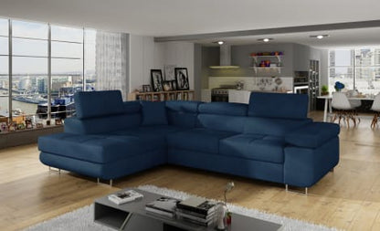 Anton Storage Sleeper Sectional Sofa - Navy Blue
