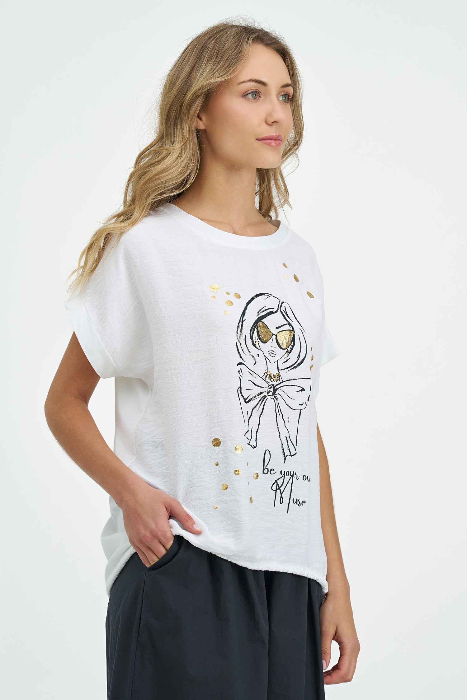 Women's Knit/Woven Combo Top