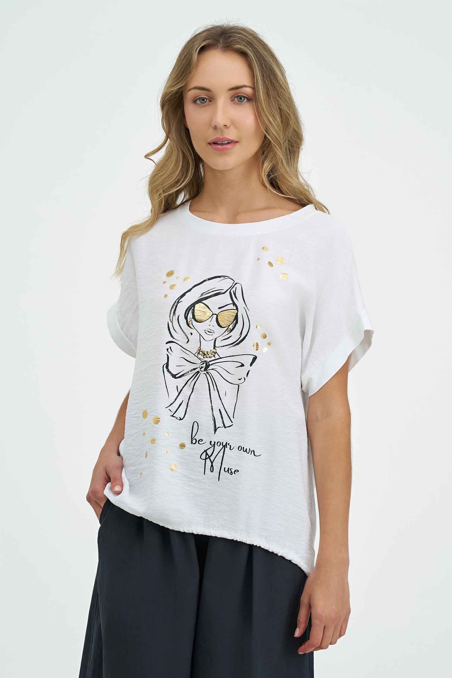 Women's Knit/Woven Combo Top