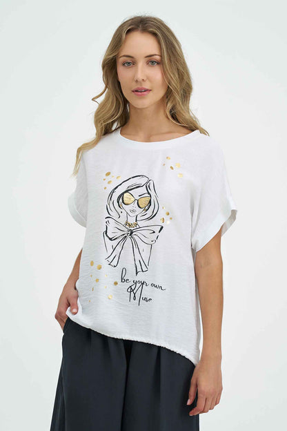 Women's Knit/Woven Combo Top