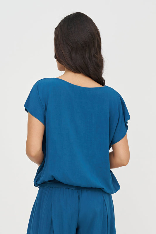 Women's Woven Boat-Neck Top