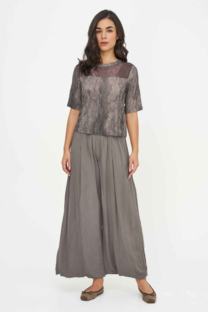 Women's Knit/Woven Combo Top